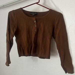 brown long sleeve top